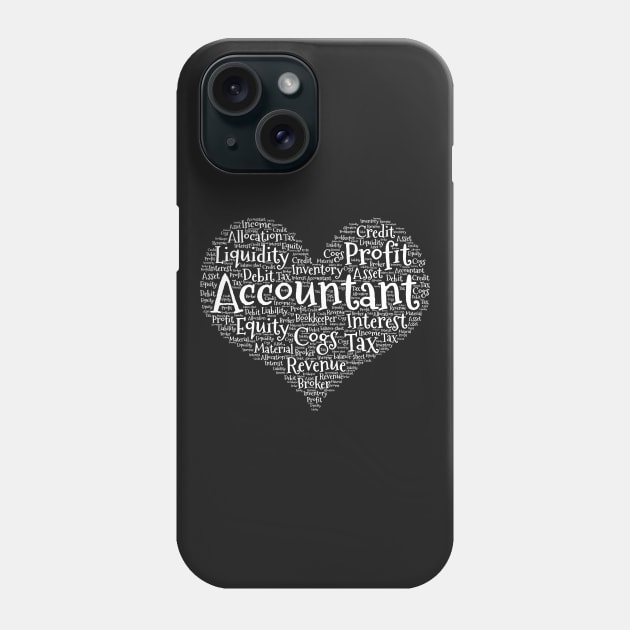 Accountant Heart made from words graphic Phone Case by theodoros20