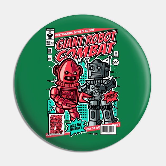 Giant Robot Combat Pin by Dark Planet Tees