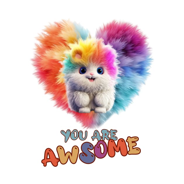 Fluffy: "You are awsome" collorful, cute, furry animals by HSH-Designing