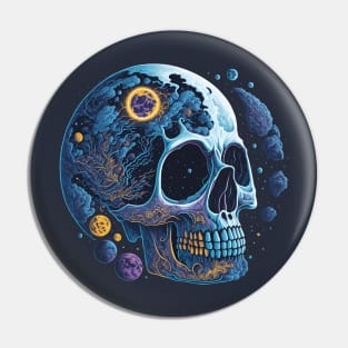 Skull Moon - night sky Horror Pin