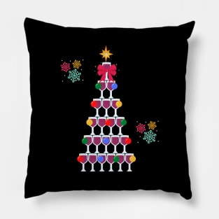 Wine Glass Christmas Tree Pillow