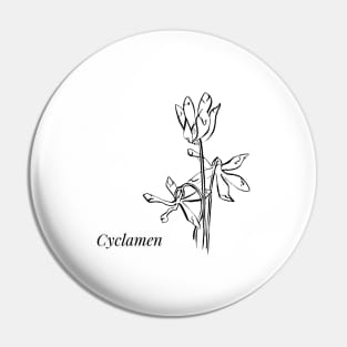 Cyclamen - line drawing Pin