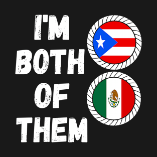 Half Puerto Rican Half Mexican Heritage Mexico Roots & Puerto Rico DNA Family Flag Design T-Shirt