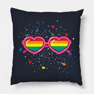 LGBT Pride Rainbow Heart Sunglasses Valentine Lover Pillow