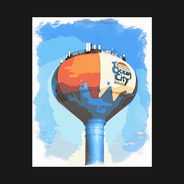 Beach Ball Water Tower Watercolor in OC by Swartwout