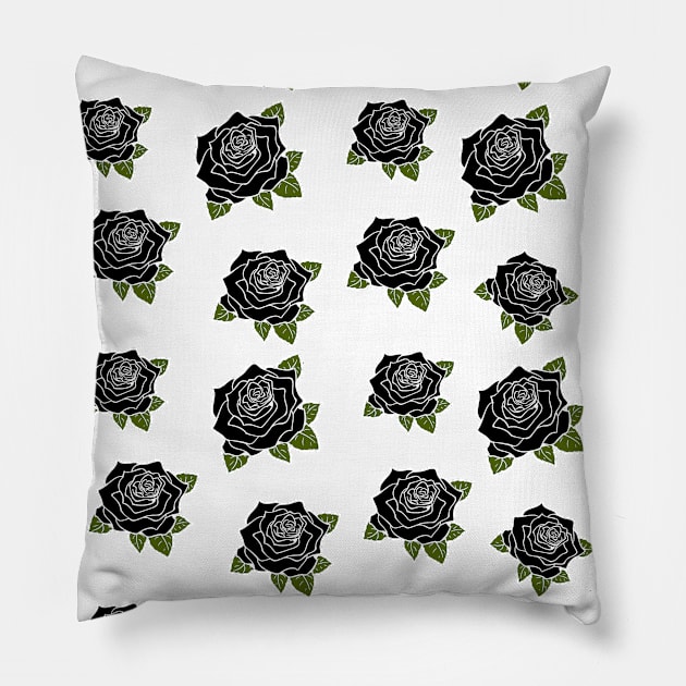 Gothic Black Roses Pillow by LunaMay