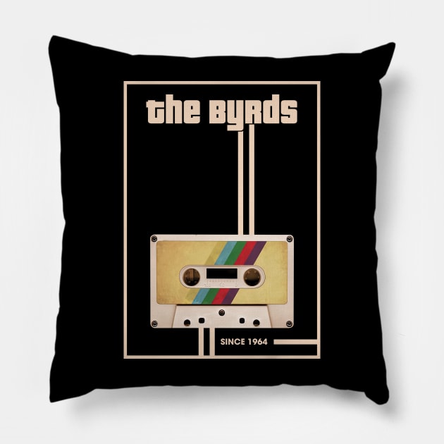 The Byrds Music Retro Cassette Tape Pillow by Computer Science