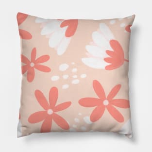 Cute painted white and rose pink daisy flower pattern, sweet spring season Pillow