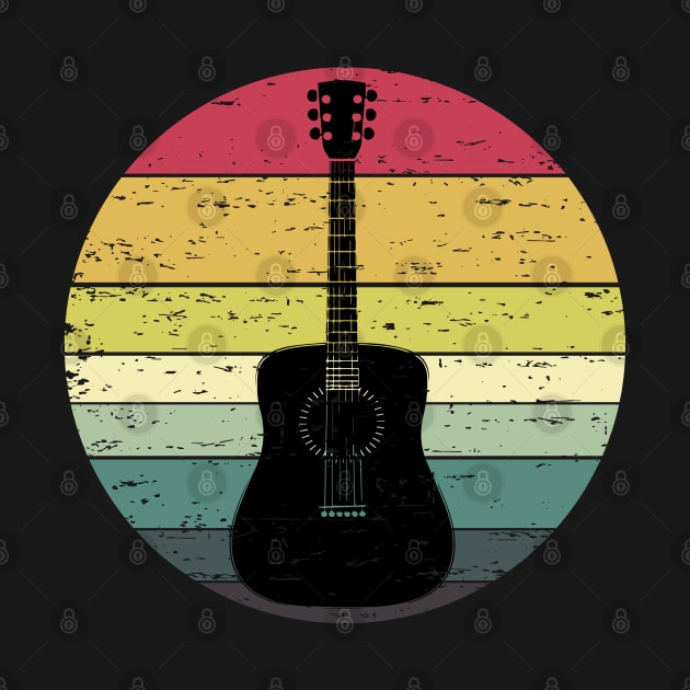 Retro Sunset Guitar Distressed Retro Rainbow Colors by ebayson74@gmail.com