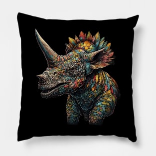 Colorful Horned Dino Too Pillow
