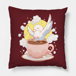 Dove on coffee cup t-shirt design Pillow