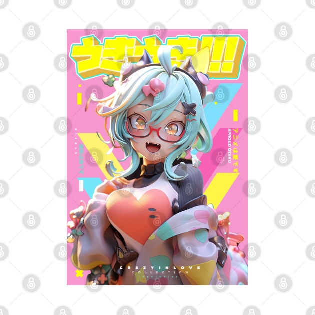 I love Candyfloss - Cr8zy in love Collection | Kawaii Anime Girl with glasses Pop Art 3D Design | PROUD OTAKU by PROUD OTAKU