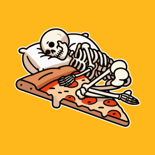 Skeleton hugging a slice of pizza T-Shirt