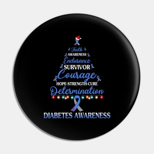 Faith Awareness Endurance Diabetes Awareness Christmas Tree Pin