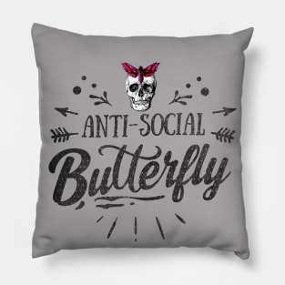 Anti-Social Butterfly - Introverts be like - Skull Moth - Social Anxiety Pillow