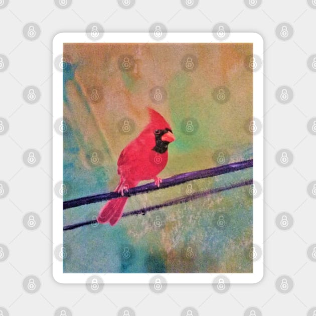 Vintage Cardinal Magnet by Amber's Dreams