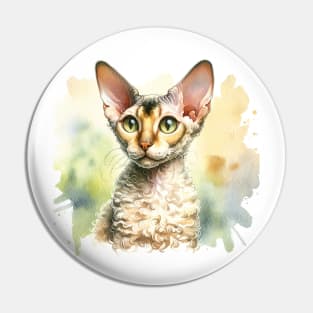 Cornish Rex - Watercolor Cat Pin