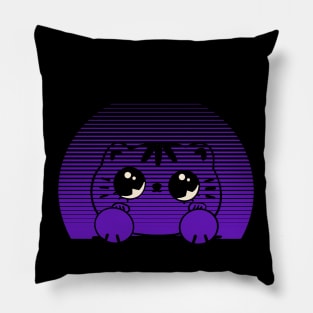 Purple sunset and cat Pillow