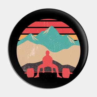 Retro Sunset Deadlifts Pin