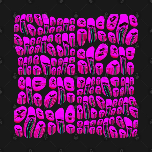 Psychedelic abstract Bird Design pattern bubbles in Pink by AbstractF