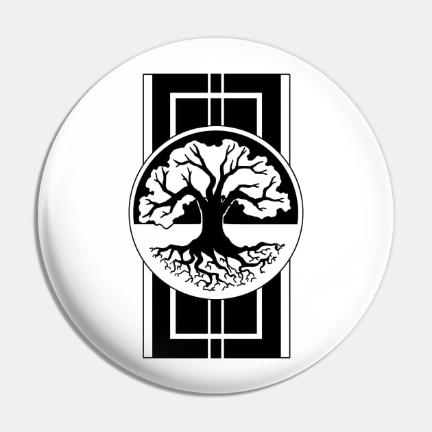 Tree and Roots - Original Logo Banner Sigil - Dark Design for Light Shirts Pin by Indi Martin