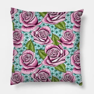 Roses And Hydrangea Pattern Pillow