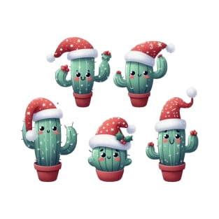 Cute Christmas Cactus Illustration T-Shirt