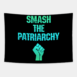 Smash the patriarchy. Stop the war on women. Pro choice freedom. Women's reproductive rights. Keep your bans off our bodies. My body, uterus. Safe legal abortion. Blue power fist Tapestry