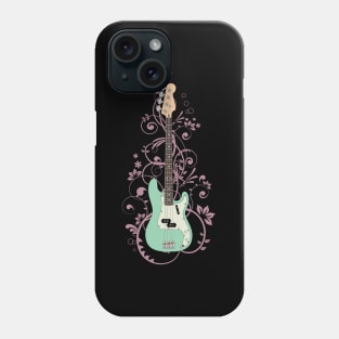 Surf Green P-Style Bass Guitar Flowering Vines Phone Case