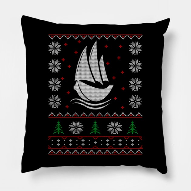 Sailing Lovers Ugly Christmas Sweater Gift Pillow by uglygiftideas