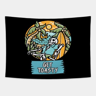 Get Toasty Skeleton Chilin Tapestry