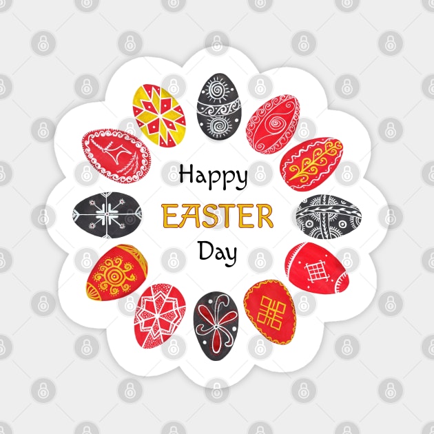 Happy Easter day Pysanka - Ukrainian Easter eggs Magnet by Wolshebnaja