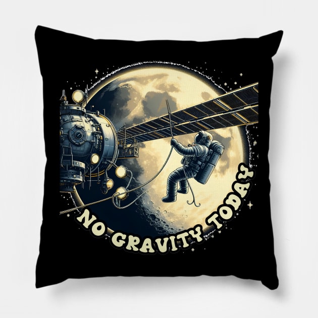 No Gravity Today: Astronaut's Lunar Tether in Blue, White, and Black Serenity Pillow by PopArtyParty