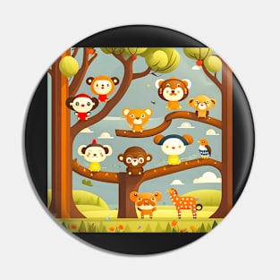 Zoo Animals Art Print Pin