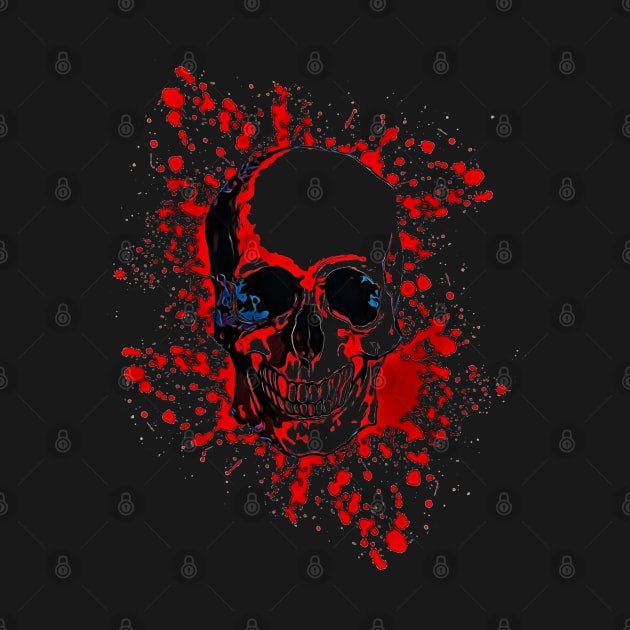 Skull with red blood stains, skull art, skull design by Collagedream