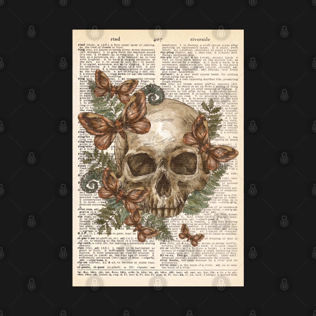 Vintage human anatomy- human skull with flowers by Dr.Bear