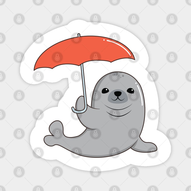 Seal with Umbrella Magnet by Markus Schnabel