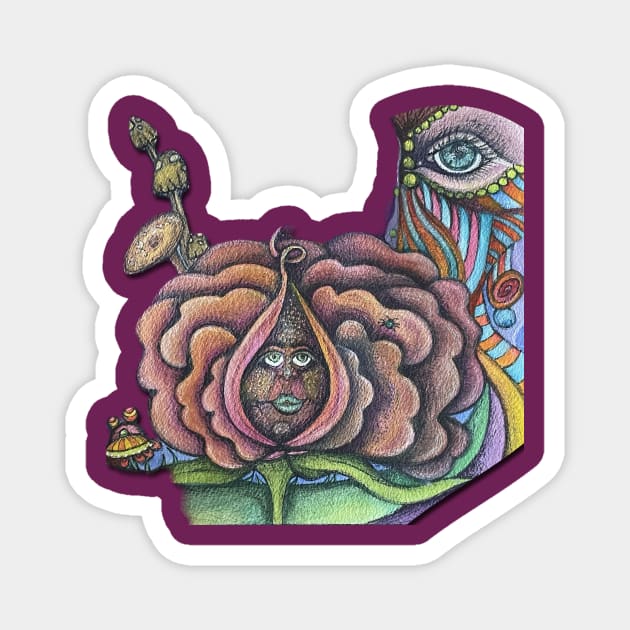 Alien Flower Magnet by Ginny Ozelton Art 