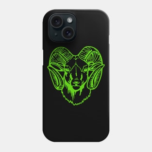 Mascot Head of a Ram (Drawing - Illustration) Bright Green Phone Case