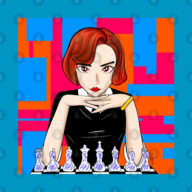 beth harmon the lady chess in queens gambit by jorge_lebeau