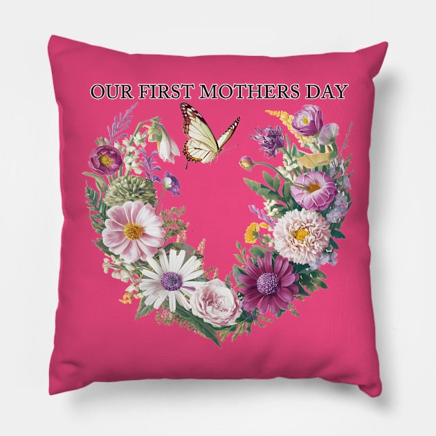 Our first mothers day vintage fun print shirt Pillow by Inkspire Apparel designs