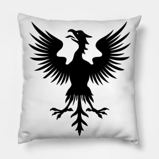 Black Heraldic Bird Pillow