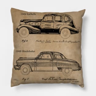 Classic American Cars Patent Prints Pillow