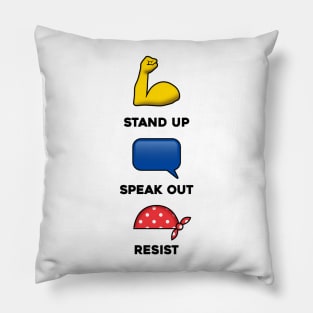 Resist, Speak Out, Stand Up, Rosie the Riveter Emoji T-shirt Pillow