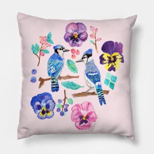 Blue Jay Winter Garden Pillow