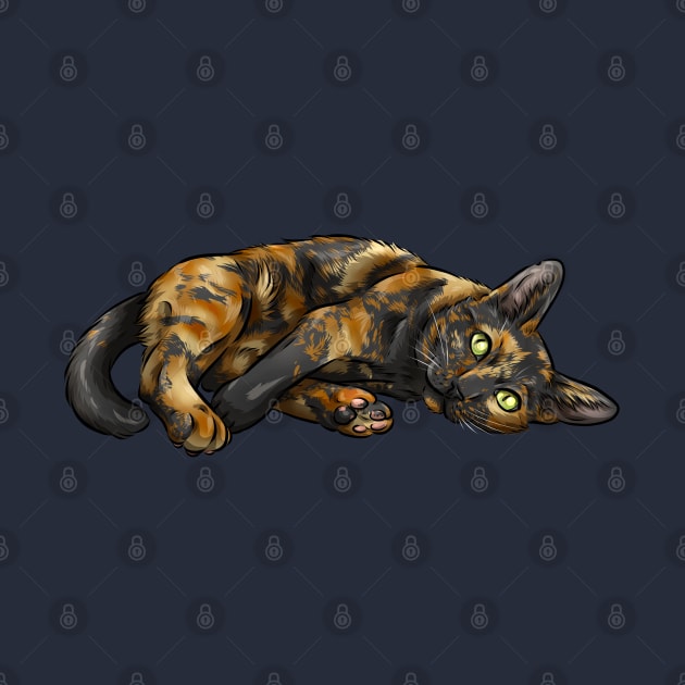 Cute Tortoiseshell Cat by Shirin Illustration