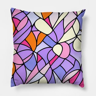 Purple Orange Pastel Abstract Art - Stained Glass Pillow