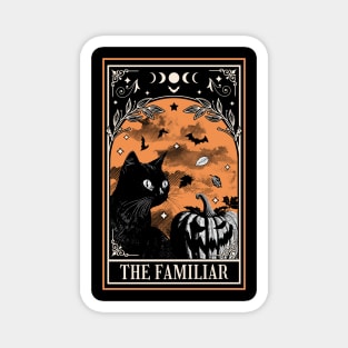 Black Cat Tarot Card - Witch Familiar Witchcraft Halloween Magnet