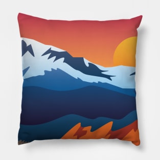 Mountains Valley and Red Rocks Scenic Landscape Pillow
