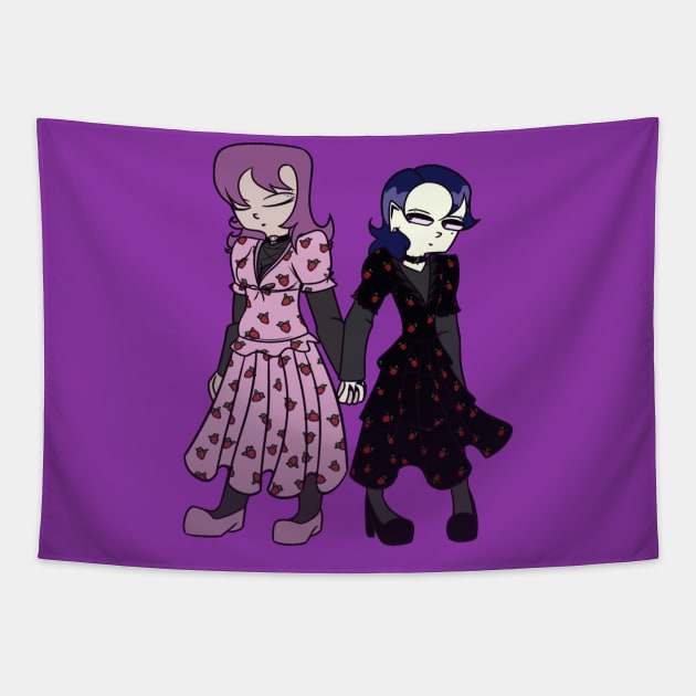 Strawberry lesbialiens Tapestry by Lbely